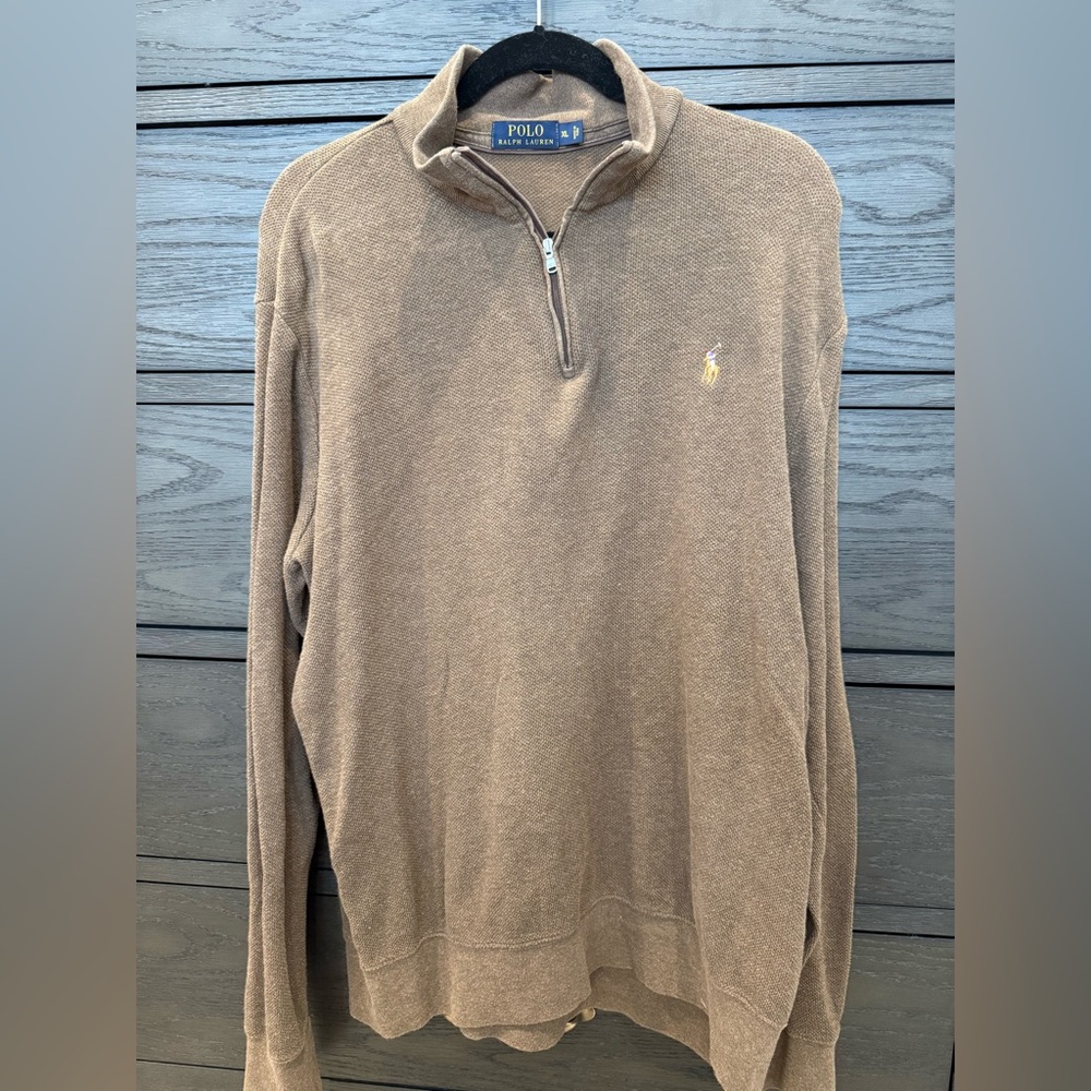 Ralph Lauren Men’s Brown Quarter-Zip Sweater with Polo Pony
